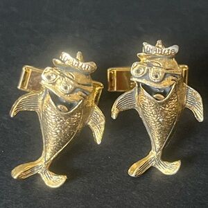 🔥🔥Vintage Charlie the Tuna Starkist Promo Gold Tones Cufflinks🔥🔥